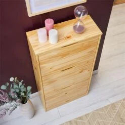 Schuhschrank BASIL Mit 3 Kipper In Natur, Kiefer Massiv -Möbelhaus 84000 A0 4N