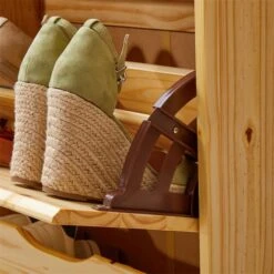 Schuhschrank BASIL Mit 3 Kipper In Natur, Kiefer Massiv -Möbelhaus 84000 A0 6N