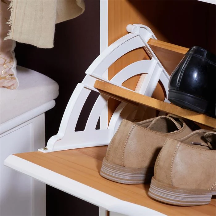 Schuhkipper BASIL Mit 2 Kipper In Weiß/braun, Kiefer Massiv 7 Schuhkipper BASIL Mit 2 Kipper In Weiß/braun, Kiefer Massiv – Bild 5