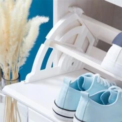 Schuhschrank BASIL Mit 3 Kipper In Weiß, Kiefer Massiv -Möbelhaus 84010 A0 5N