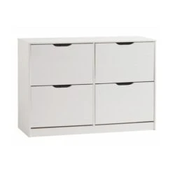 Schuhschrank BASIL Mit 2x2 Kippern In Weiß, Kiefer Massiv -Möbelhaus 84012 1