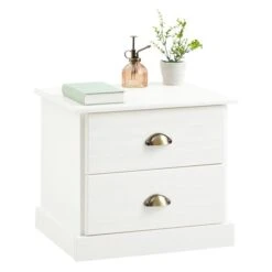 Nachttisch PARIS Mit 2 Schubladen, In Weiß