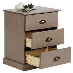 Nachttisch PARIS Mit 3 Schubladen, In Taupe -Möbelhaus 84141 2