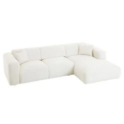 Ecksofa NUBES Inkl. Kissen, Chenille In Weiß -Möbelhaus 92001 3