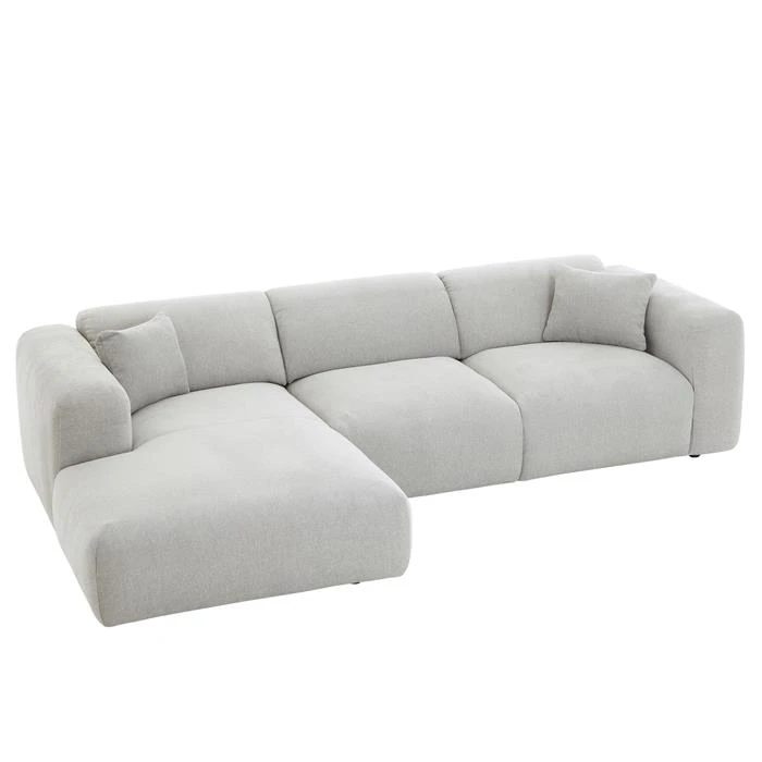 Ecksofa NUBES Inkl. Kissen, Chenille In Hellgrau 5 Ecksofa NUBES Inkl. Kissen, Chenille In Hellgrau – Bild 3