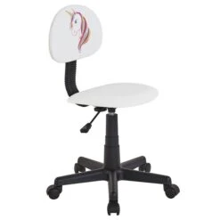 Drehstuhl UNICORN Für Kinder, Höhenverstellbar, Kunstleder In Weiß