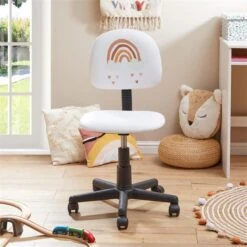 Kinderdrehstuhl RAINBOW Höhenverstellbar, Kunstleder In Weiß -Möbelhaus 93516 AC2
