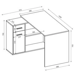 Eckschreibtisch LENA Mit Regal In Sonoma Eiche/weiß -Möbelhaus 93675 80
