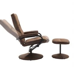 Relaxsessel DAKOTA Mit Hocker Und Stoffbezug Im Wildleder Look / Braun -Möbelhaus 93873 2