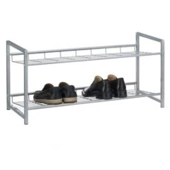 Schuhregal SYSTEM Silber Lackiert, 2 Fächer