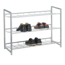 Schuhregal SYSTEM Silber Lackiert, 3 Fächer