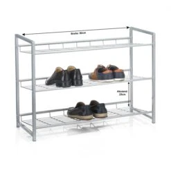 Schuhregal SYSTEM Silber Lackiert, 3 Fächer -Möbelhaus 93979 2