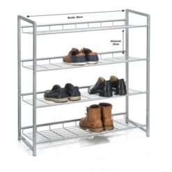 Schuhregal SYSTEM Silber Lackiert, 4 Fächer -Möbelhaus 93980 2