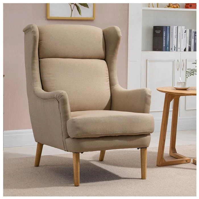 Ohrensessel GRONINGEN In Beige, Stoffbezug 4 Ohrensessel GRONINGEN In Beige, Stoffbezug – Bild 2