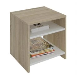 Beistelltisch ALMERIA Sonoma Eiche/weiß Mit 2 Fächern