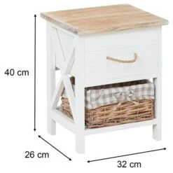 Nachttisch PERUGIA Mit 1 Schublade Und Korb, Weiß -Möbelhaus 94098 9 N2