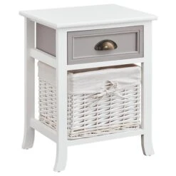 Nachttisch TOSCANA Weiß Mit Schublade