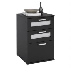 Nachttisch MARIKE In Schwarz Mit 3 Schubladen