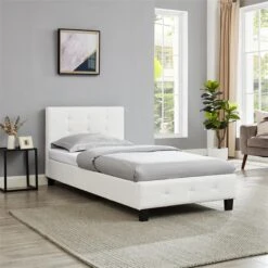 Polsterbett OHIO 90 X 200 Cm Inkl. Lattenrost In Weiß -Möbelhaus 94353 1