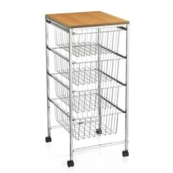 Küchenwagen RONJA Verchromt Mit 4 Körben Auf Rollen -Möbelhaus 94509 2