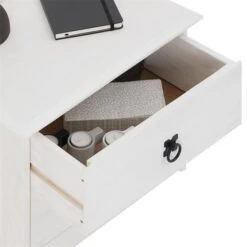 Nachttisch RESIDENCIA Kiefer Massiv Weiß, Mit 2 Schubladen -Möbelhaus 94539 3