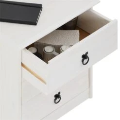 Nachttisch RESIDENCIA, Kiefer Massiv Weiß, Mit 3 Schubladen -Möbelhaus 94541 3