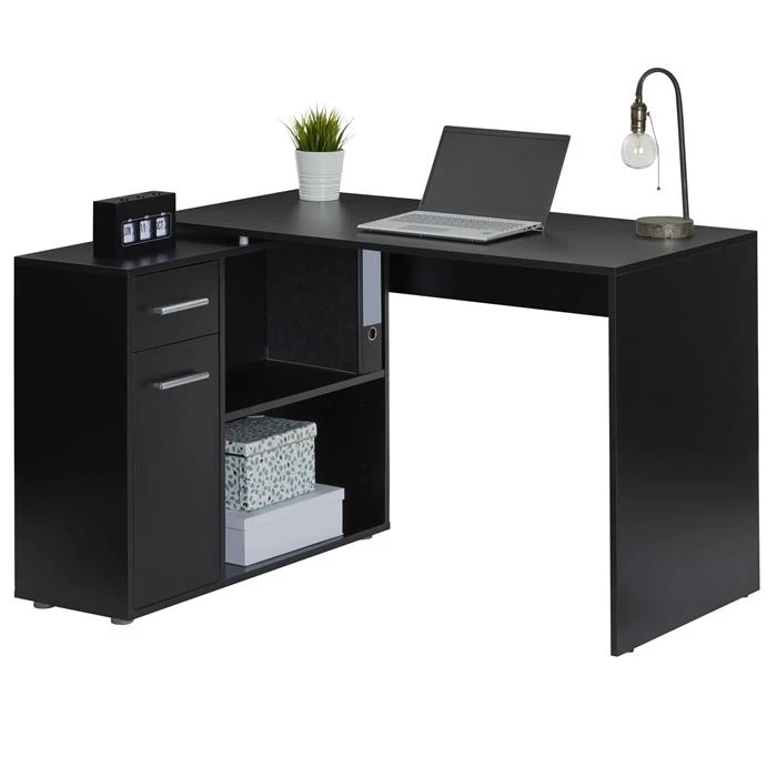 Eckschreibtisch LENA Mit Regal In Schwarz 3 Eckschreibtisch LENA Mit Regal In Schwarz