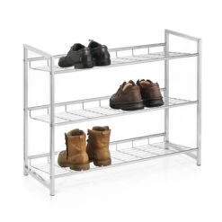 Schuhregal VALERIO Metall Verchromt, 3 Ablagen