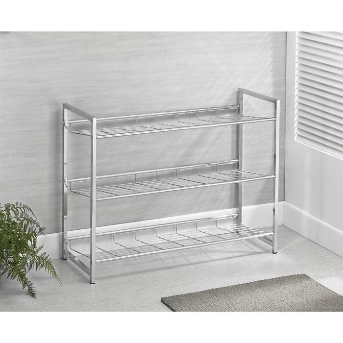 Schuhregal VALERIO Metall Verchromt, 3 Ablagen 6 Schuhregal VALERIO Metall Verchromt, 3 Ablagen – Bild 4
