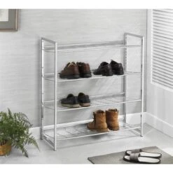 Schuhregal VALERIO Metall Verchromt, 4 Ablagen -Möbelhaus 94690 1