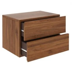 Wandregal Nachtschrank ANNI Mit 2 Schubladen In Nussbaum