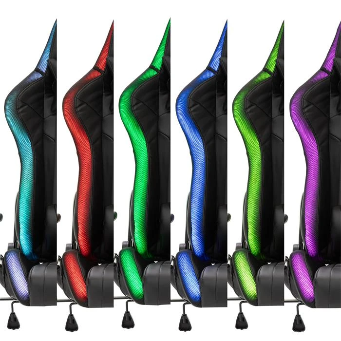 Gamingstuhl SKILLS Bezug Aus Lederimitat In Schwarz, Mit LED Beleuchtung 5 Gamingstuhl SKILLS Bezug Aus Lederimitat In Schwarz, Mit LED Beleuchtung – Bild 3