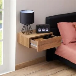 Hängende Nachtkommode ANNE Mit 1 Schublade, Eiche Dunkelbraun -Möbelhaus 94813 AC2