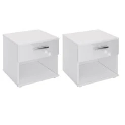 Nachttisch MARY Im 2er Set In Hochglanz Weiß