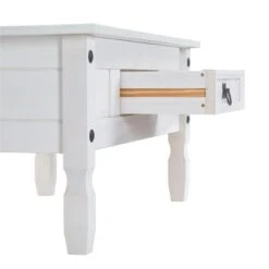 Couchtisch RURAL Im Mexiko Stil Kiefer Massiv Mit 1 Schublade, Weiß Lackiert -Möbelhaus 95046 3 N