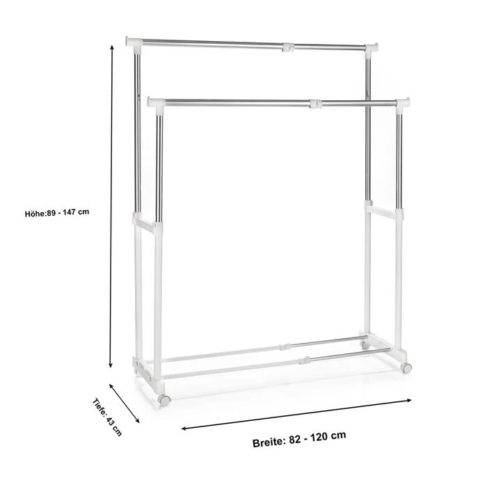 Garderobenwagen CASA In Weiß, 2 Kleiderstangen 6 Garderobenwagen CASA In Weiß, 2 Kleiderstangen – Bild 4
