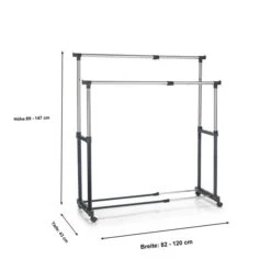 Garderobenwagen CASA In Schwarz, 2 Kleiderstangen 9 Garderobenwagen CASA In Schwarz, 2 Kleiderstangen -Möbelhaus 95301 3