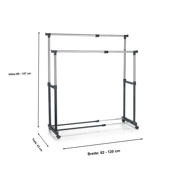 Garderobenwagen CASA In Schwarz, 2 Kleiderstangen 6 Garderobenwagen CASA In Schwarz, 2 Kleiderstangen – Bild 4