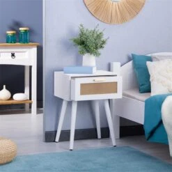 Nachttisch KIRAN Mit 1 Schublade, Holz In Weiß -Möbelhaus 95328 AC2