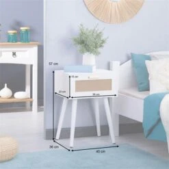 Nachttisch KIRAN Mit 1 Schublade, Holz In Weiß -Möbelhaus 95328 AC9