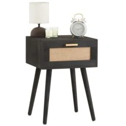 Nachttisch KIRAN Mit 1 Schublade, Holz In Schwarz