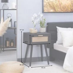 Nachttisch KIRAN Mit 1 Schublade, Holz In Schwarz -Möbelhaus 95329 AC8