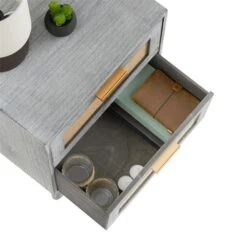 Nachttisch WAMAN Mit 2 Schubladen, Grau -Möbelhaus 95334 4