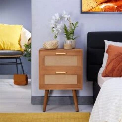 Nachttisch WAMAN Mit 2 Schubladen, Braun -Möbelhaus 95335 AC1