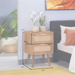 Nachttisch WAMAN Mit 2 Schubladen, Braun -Möbelhaus 95335 AC9