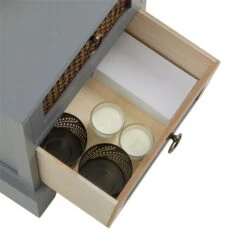 Nachttisch PADMA Mit 2 Schubladen Und Wiener Geflecht, Grau -Möbelhaus 95337 4