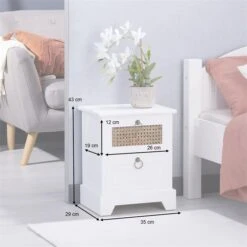 Nachttisch PADMA Mit 2 Schubladen Und Wiener Geflecht, Weiß -Möbelhaus 95338 AC8