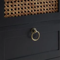 Nachttisch RAJA Mit 3 Schubladen Und Wiener Geflecht, Schwarz -Möbelhaus 95339 6