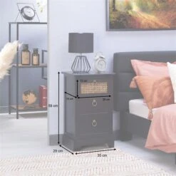 Nachttisch RAJA Mit 3 Schubladen Und Wiener Geflecht, Schwarz -Möbelhaus 95339 AC9