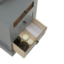 Nachttisch RAJA Mit 3 Schubladen Und Wiener Geflecht, Grau -Möbelhaus 95340 4